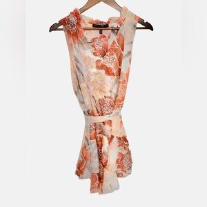 WHBM Floral Print Sleeveless Blouse/Top with Ruffles
